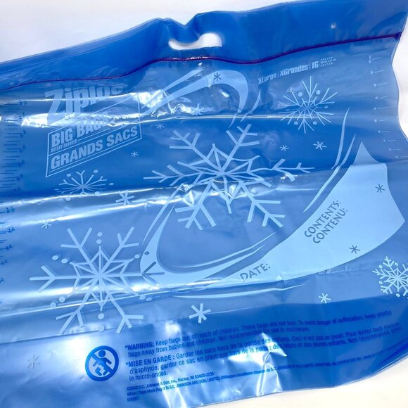 Ziploc Heavy Duty Big Bags XL 10 Gallons Zip 2 Count Storage Snowflake As Is - Picture 8 of 8